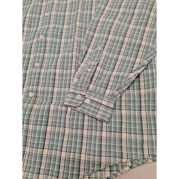 MEN'S EDDIE BAUER CASUAL BUTTON DOWN SHIRT GREEN PLAID SIZE L REGULAR - Picture 3 of 6